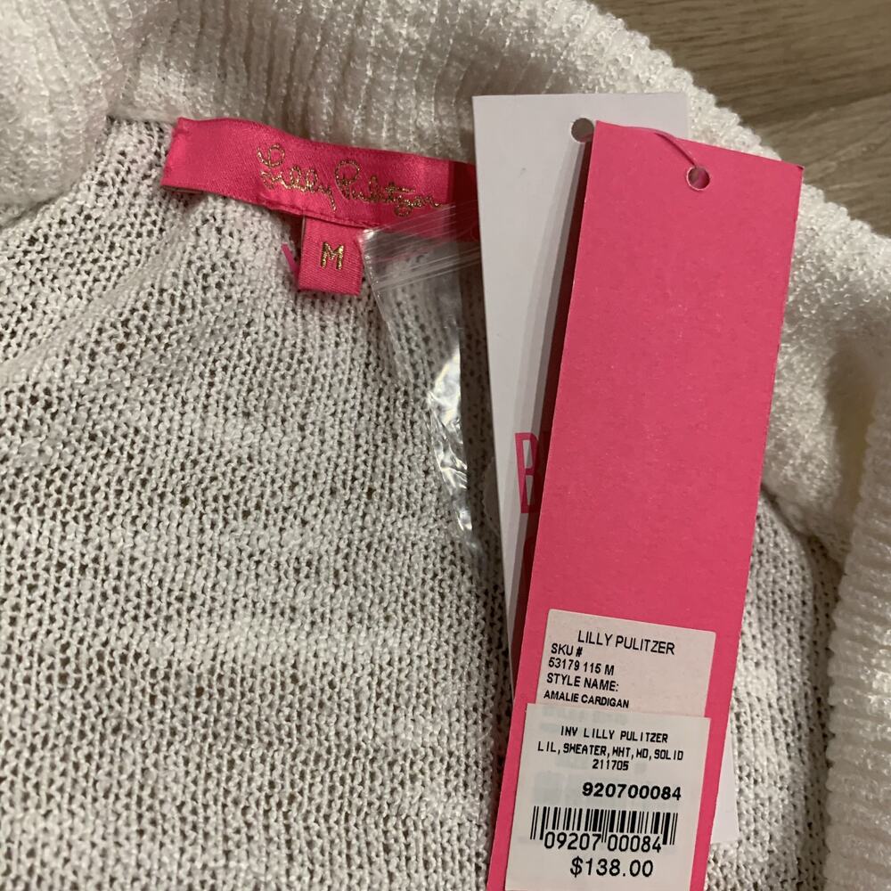 Lilly Pulitzer Amalie Open-Front Cardigan Women's Medium White NWT NEW With Tags - Picture 3 of 7